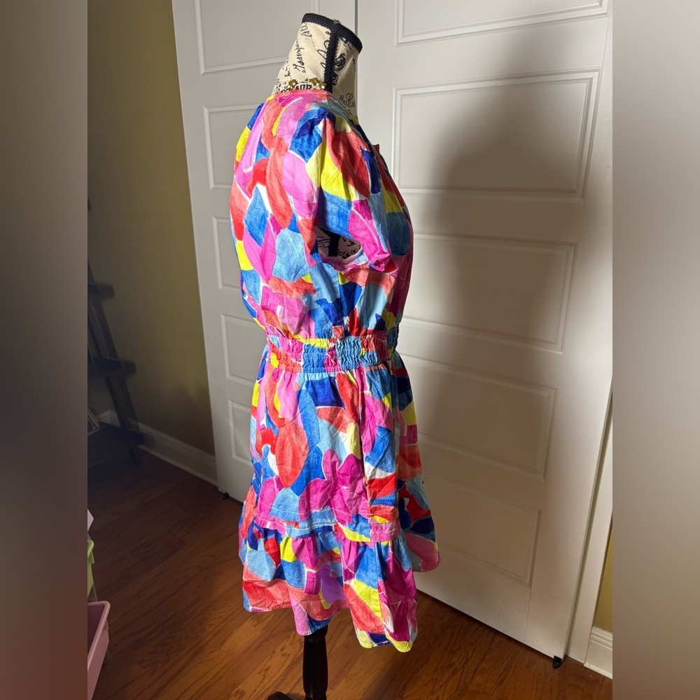 Rachel Zoe Colorful Cotton Blend Short Dress - Picture 4 of 7